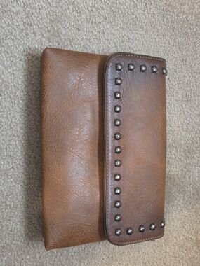 Brown Studded Clutch Purse